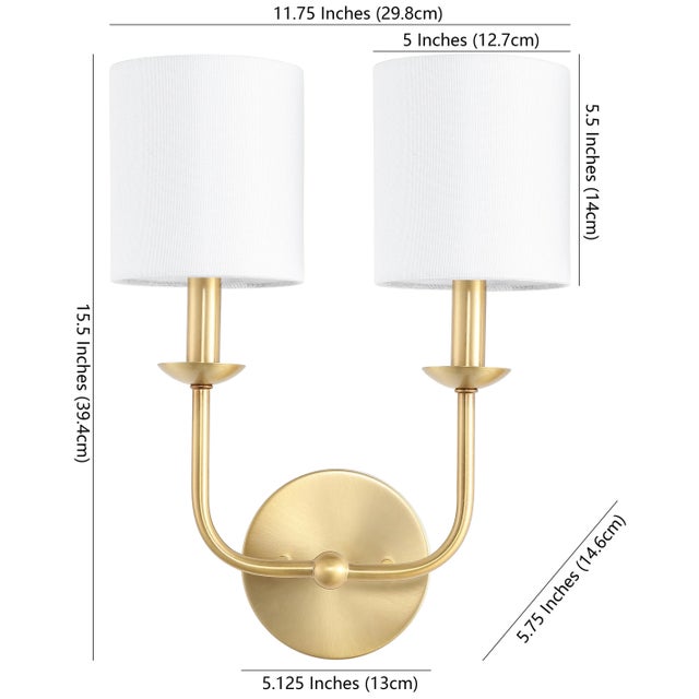 Transitional Ferrara Two-Light 5.75" Wall Sconce in Gold For Sale - Image 3 of 3