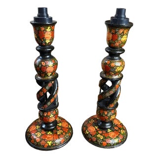 Kashmiri Lamp Bases, 1890s, Set of 2 For Sale