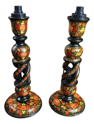 Kashmiri Lamp Bases, 1890s, Set of 2