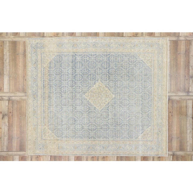 Royal Blue Antique Persian Tabriz Rug - 08'08 X 10'02 For Sale - Image 8 of 9