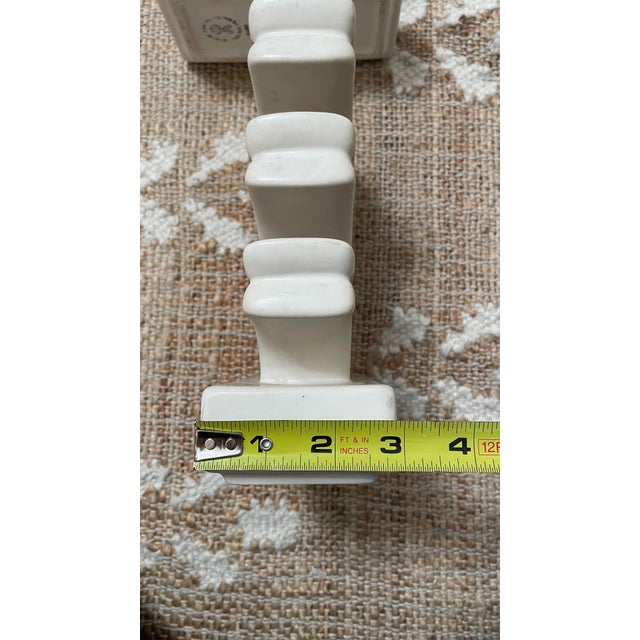 Pair of Vintage Cream Geneva Porcelain-Art Deco Pottery-MCM Candle HOLDERs For Sale In Chicago - Image 6 of 12