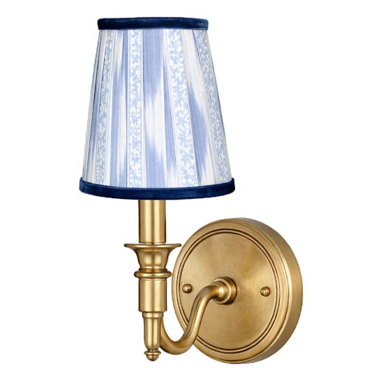 Blue Velvet Ikat Sconce Shade For Sale