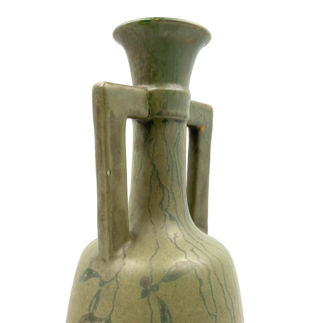 Art Deco Green Iridescent Vase, Montieres France 1930s For Sale - Image 11 of 12