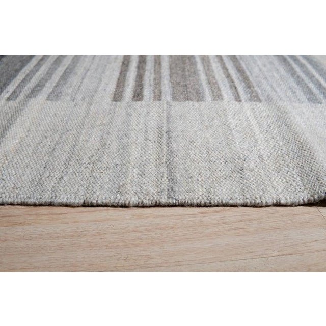Contemporary 4x6 Gray Handwoven Wool Viscose Subtle Banding Geometric Modern Carpet Rug For Sale - Image 3 of 11