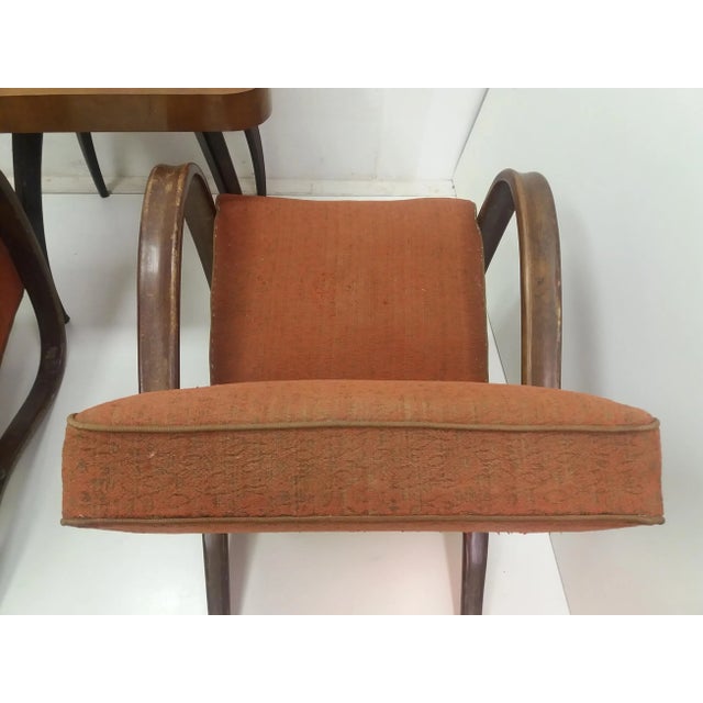 Brown Armchairs + Spider Table by Halabala for Thonet, Czechoslovakia, 1930s, Set of 3 For Sale - Image 8 of 14
