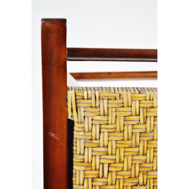Asian Inspired Solid Mahogany And Hand Woven Rattan Counter Stool Chairish