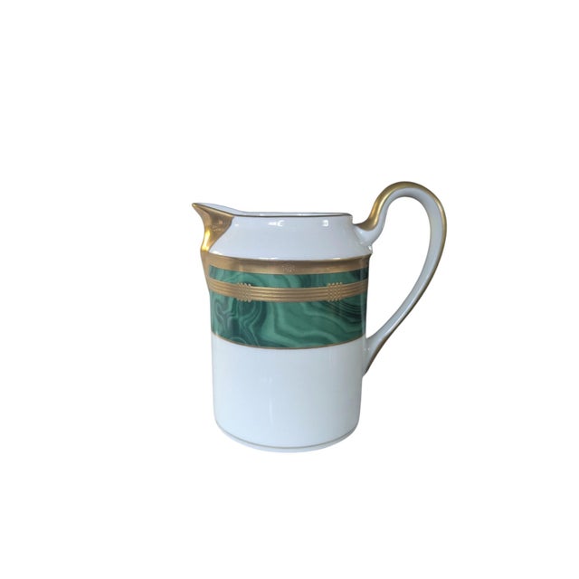 French Vintage Christian Dior Guadron Malachite Fine China Creamer Pot For Sale - Image 3 of 17