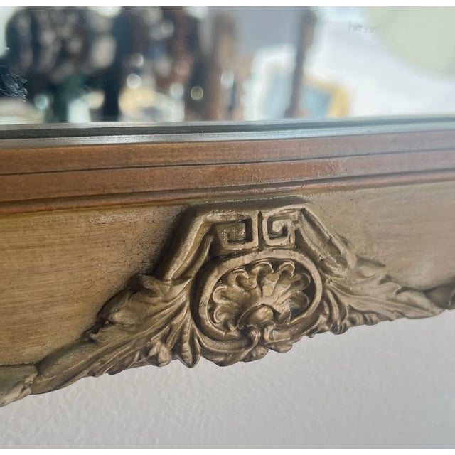 1970s 1970s Art Deco Ornate Carved Wood Mirror For Sale - Image 5 of 11