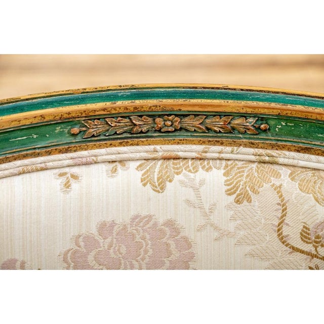 Extraordinary Pair of Antique French Louis XVI Style Painted Armchairs For Sale - Image 9 of 13
