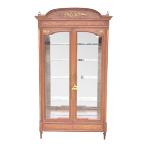 Antique French Louis XVI Style Curio China Display Cabinet Bookcase W Bronze