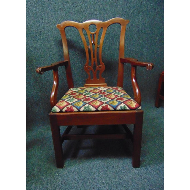 Brown Chippendale Handmade Solid Mahogany Dining Chairs - Set of 10 For Sale - Image 8 of 11