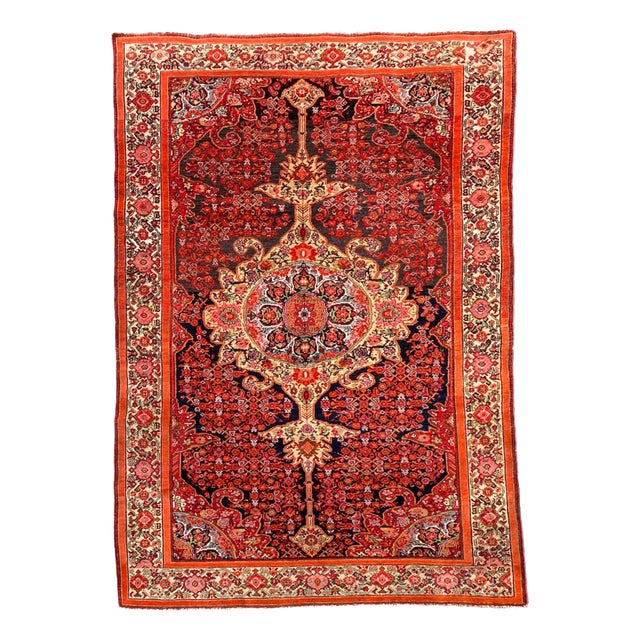 Antique Malayer Rug in Wool, 1890s For Sale