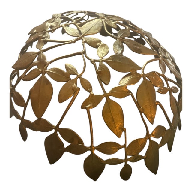 Beautiful open work filigree brass centerpiece decorative bowl in a intricate ornate pattern of vines and leaves and...