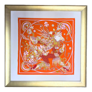Hermes Danse Du Printemps Framed Vintage Silk Scarf 24"