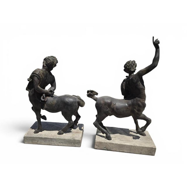 Patinated Centaur Sculptures, Bronzes on Marble Bases, Early 20th Century, Set of 2 For Sale - Image 10 of 14