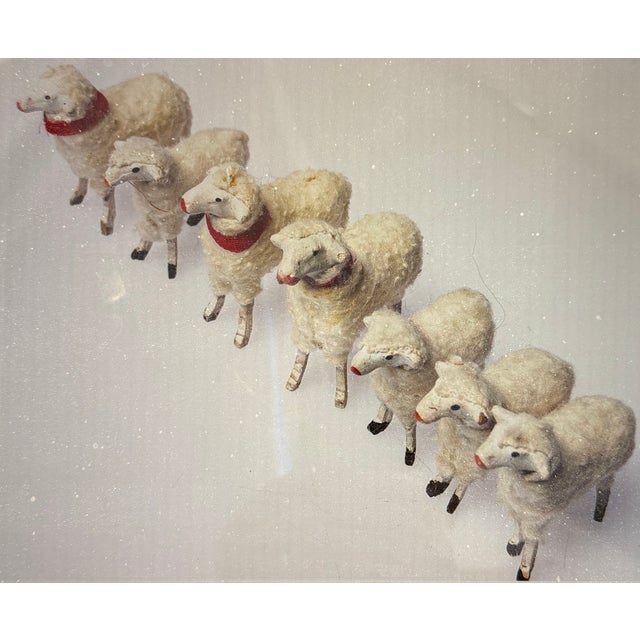 Christmas Decorative Lambs, 1880s, Set of 7 For Sale - Image 3 of 4