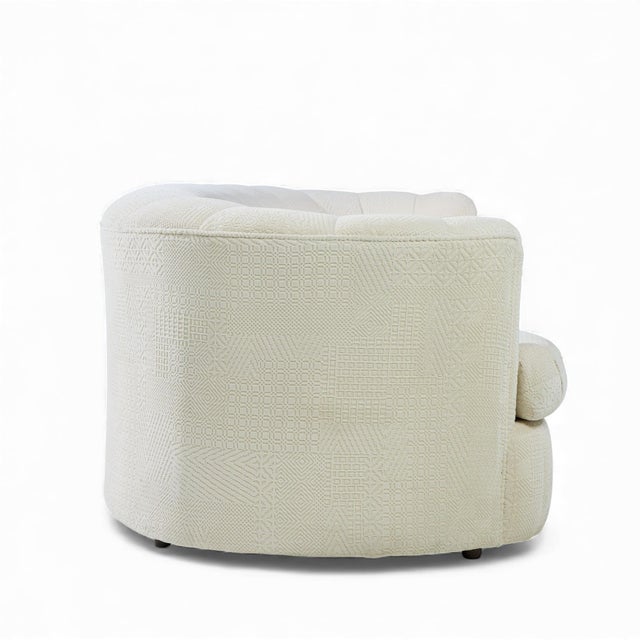 White Weiman Mid Century Channeled Crescent Sofa For Sale - Image 8 of 10