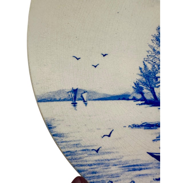 Antique Villeroy & Boch “Dutch River Scene” Charger Plate For Sale - Image 10 of 12