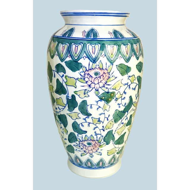 Hand-Painted Chinese Chinoiserie Floral Vases - A Pair For Sale - Image 10 of 11