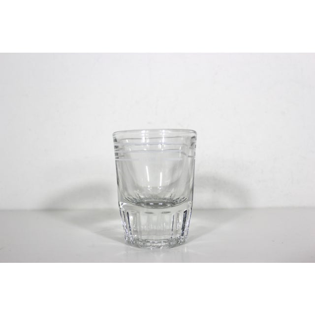 White Vintage Libbey Glass Jigger White Lines Bar Measure 1 1/2 Ounce Oz Measuring Cup Shot Bar Cart Styling, Cocktail Alcohol Heavy Bottom Fluted For Sale - Image 8 of 11