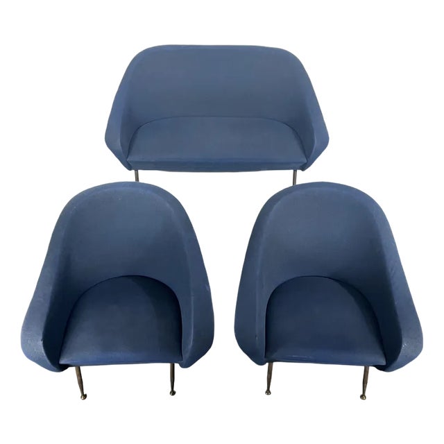 Mid-Century Modern Loveseat and Armchairs by Gastone Rinaldi, 1950s, Set of 3 For Sale