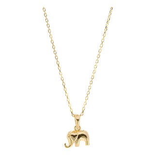 Abundance Elephant Pendant Gold Chain Necklace For Sale