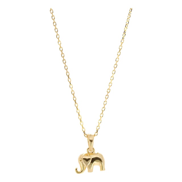 Abundance Elephant Pendant Gold Chain Necklace For Sale
