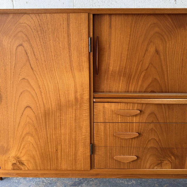 Vintage Danish Modern Teak Credenza or Highboard With Built-in Dry Bar, Circa 1960s Mid Century For Sale - Image 4 of 11