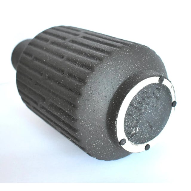 Mid-Century Modern Black Textured Geometric Vase For Sale In San Francisco - Image 6 of 9