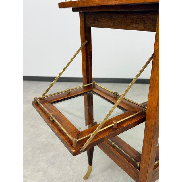 Art Deco Walnut and Brass Tea Trolley with Serving Tray, 1920s For Sale - Image 10 of 12