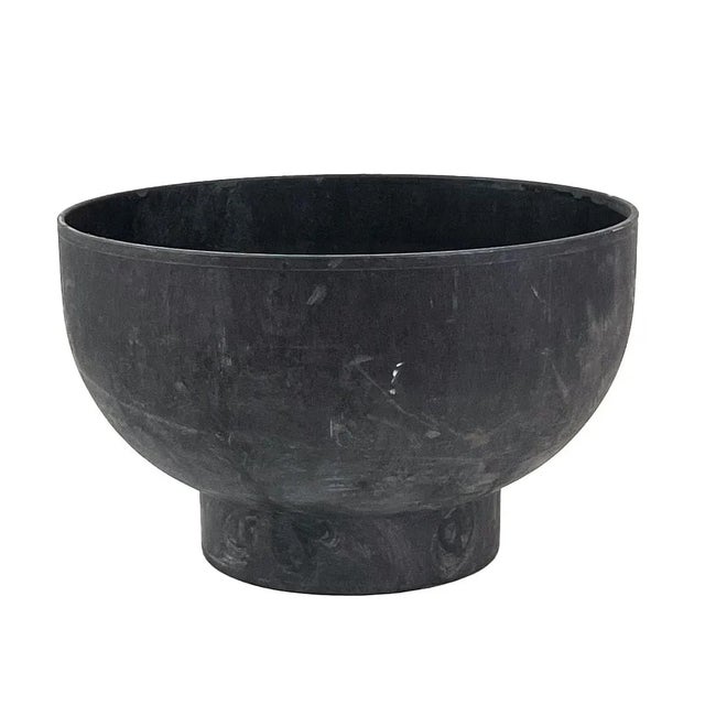 Vintage 1970s architectural pottery modernist planter, model #7198 made by Fesco. Features a matte black finish with a...