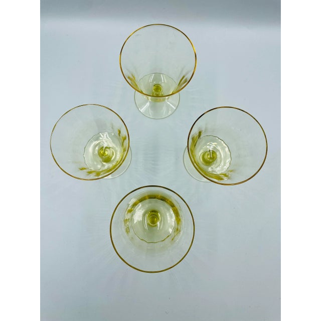 Light Yellow Mid 20th Century Fostoria "Fairfax" Pattern in June Topaz Footed Glasses- Set of 4 For Sale - Image 8 of 12