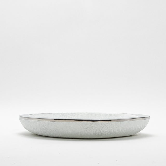 2020s Bowl in White Shagreen With Stainless Steel Details by R&y Augousti For Sale - Image 5 of 7