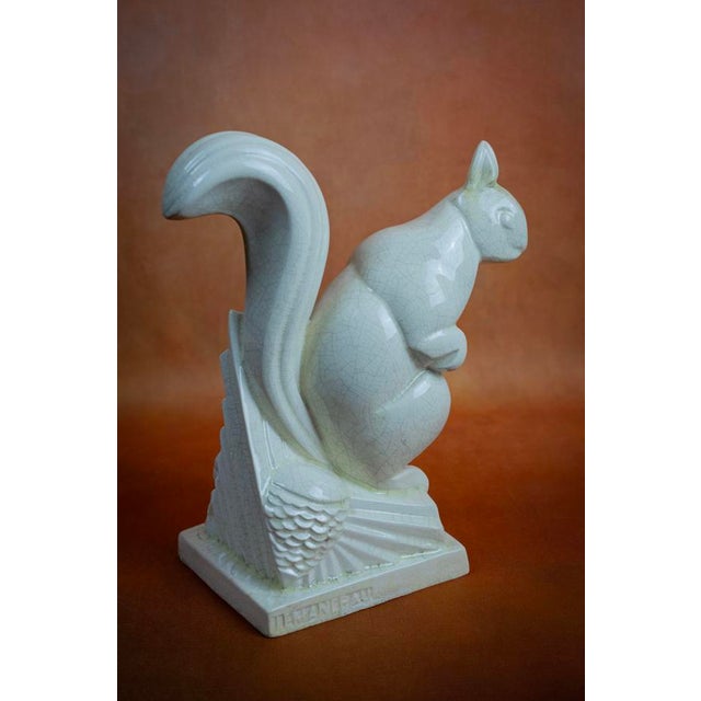 1920s Art Deco Squirrel in Crackled Glazed Earthenware by Charles Lemanceau for Saint-Clément, France, 1920s For Sale - Image 5 of 12