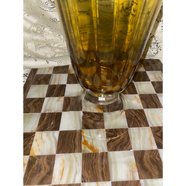 Vintage Amber with Clear Base Vase- Made in England Vintage Vase. Excellent vintage condition Noted air bubble in clear...