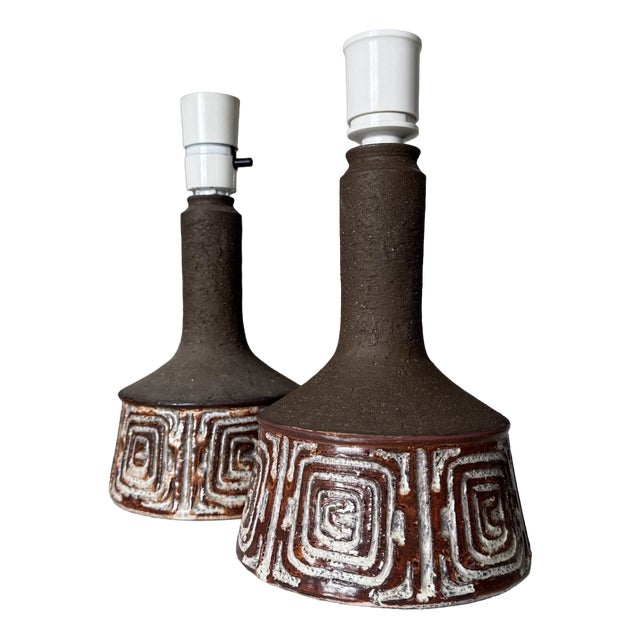 Vintage Stoneware Table Lamps by Jette Hellerøe for Axella, 1960s, Set of 2 For Sale