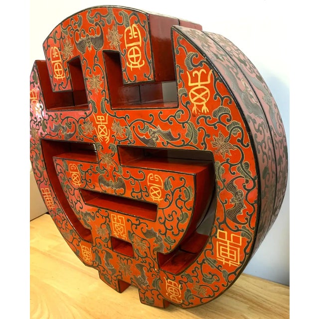Early 20th Century Large Chinese Export Red Lacquer Character Box For Sale - Image 10 of 13