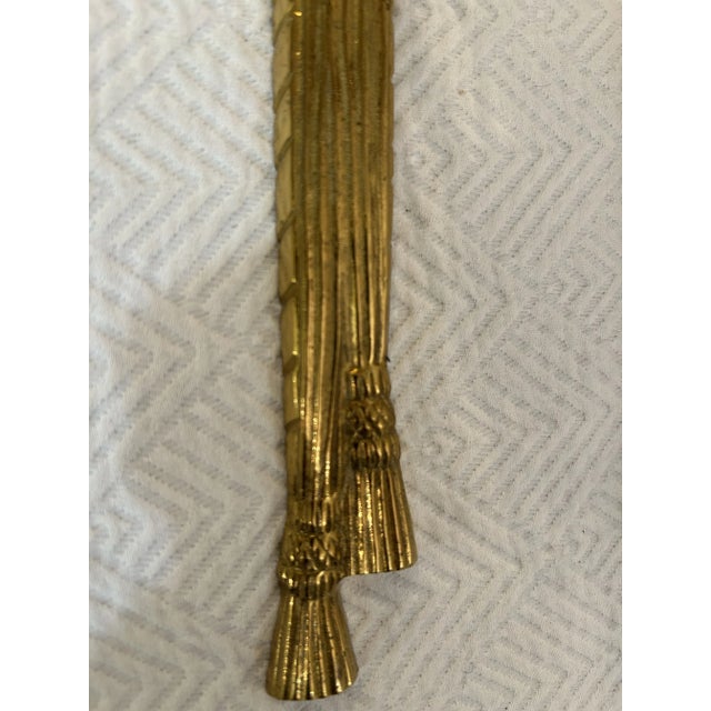 Vintage Pair of Brass Reed and Ribbon Tassel Candle Wall Sconces For Sale In New Orleans - Image 6 of 7