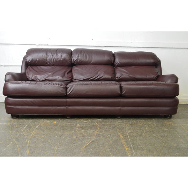 Classic Quality Leather Plum Sofa Chairish