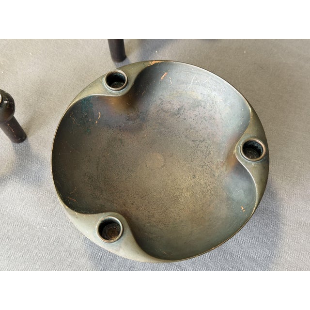 Brown Vintage German Candlesticks by Fritz Nagel for BMF, 1960, Set of 4 For Sale - Image 8 of 11