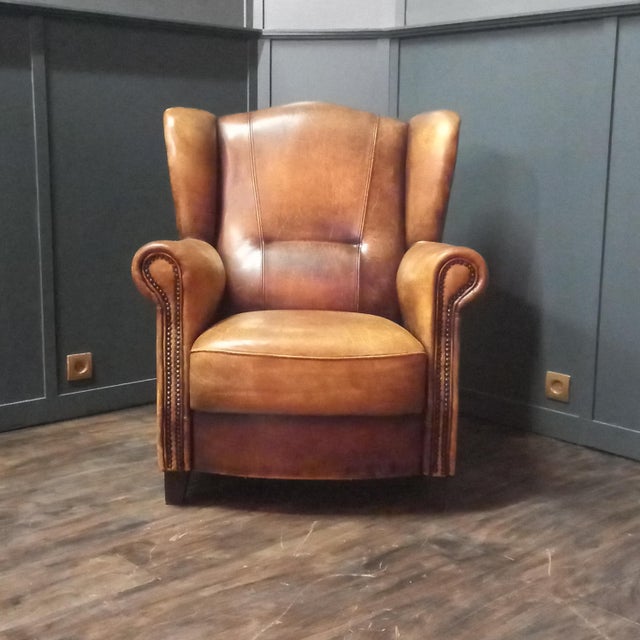 Brown Vintage Sheepskin Lounge Chair, 1990s For Sale - Image 8 of 17