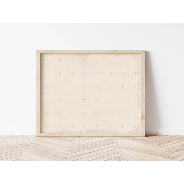 Abstract Cream and Pastel Dots Neutral Abstract Art Print, 18 X 24, Print in Wood Frame For Sale - Image 3 of 3