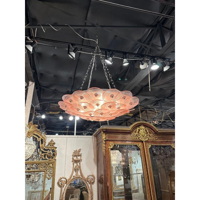 Modern Murano Pink Disc Flush Mount For Sale - Image 3 of 7