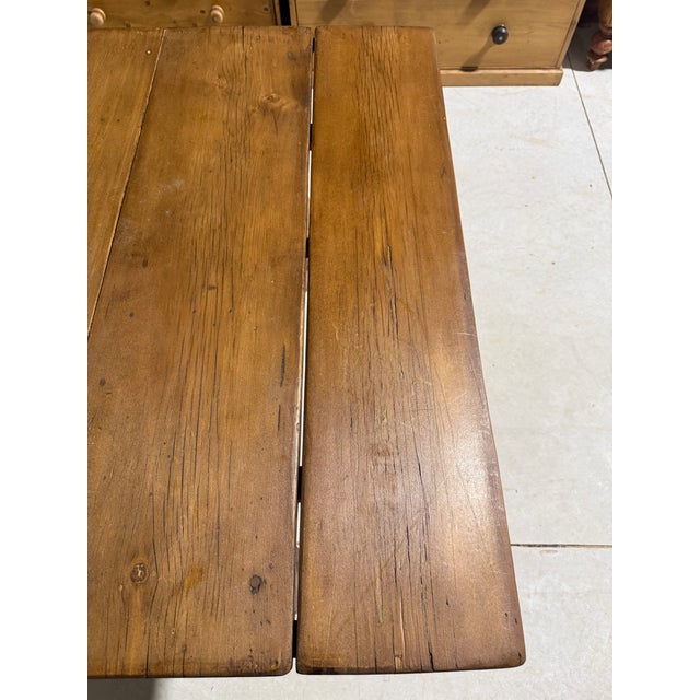Antique Pine Double Drop Leaf Table With Drawer From England For Sale - Image 11 of 18