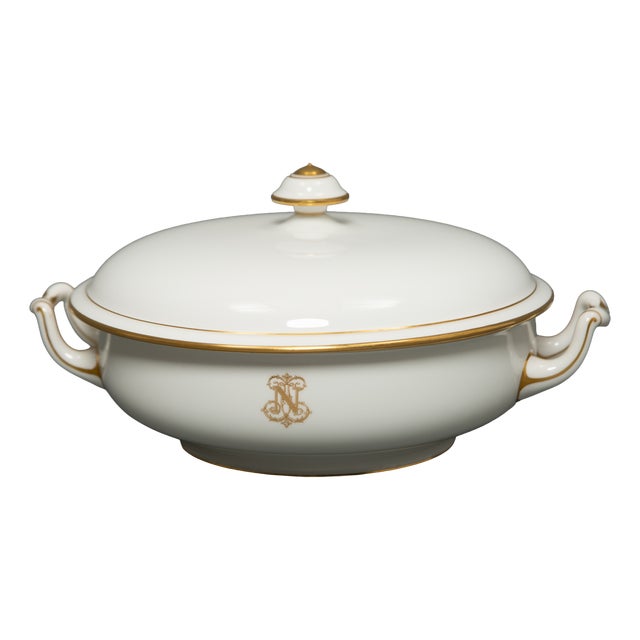 Monogrammed N Sèvres Porcelain Tureen, 1800s For Sale