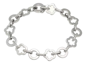 Chanel Camellia 18k White Gold Floral Circle Charm Link Bracelet