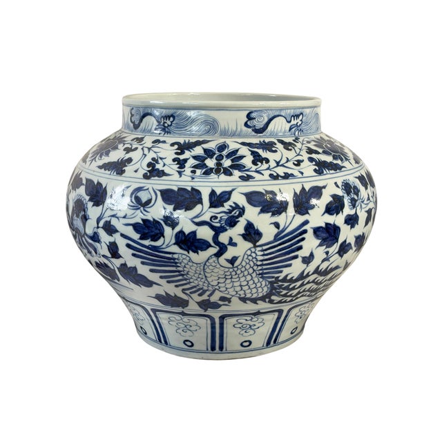 Blue Vintage Ming Style Chinoiserie Blue and White Vase 11" H For Sale - Image 8 of 12