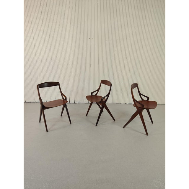 Brown Vintage Wooden Table Chair, 1950 For Sale - Image 8 of 9