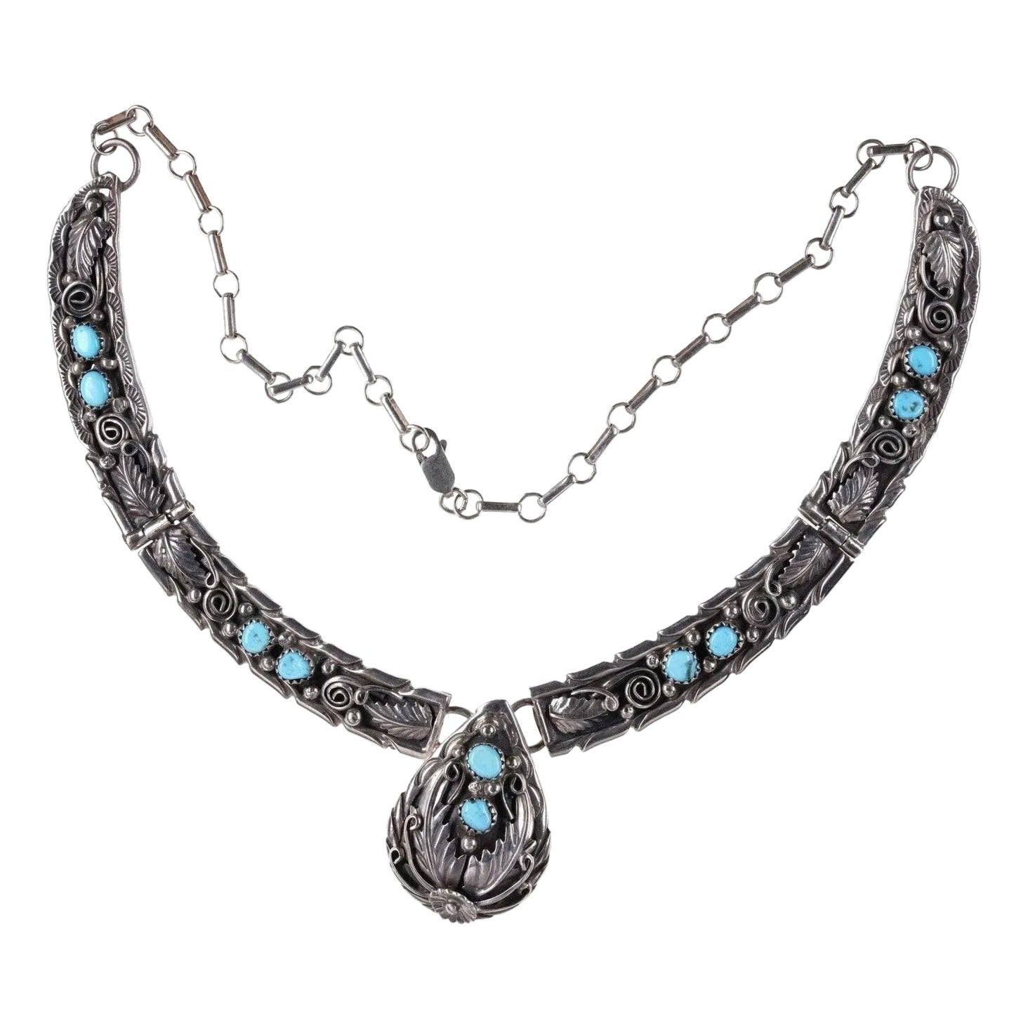 Sterling Silver Handstrung Turquoise Navajo Pearl Necklace main image 1