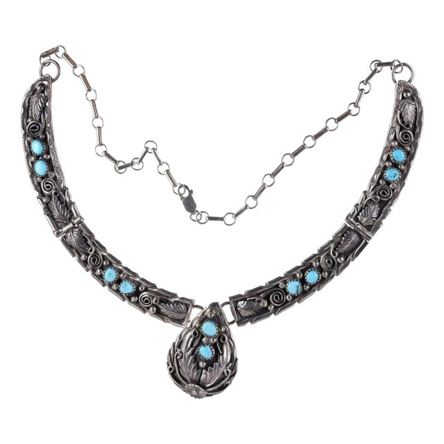 Navajo Sterling/Turquoise necklace For Sale